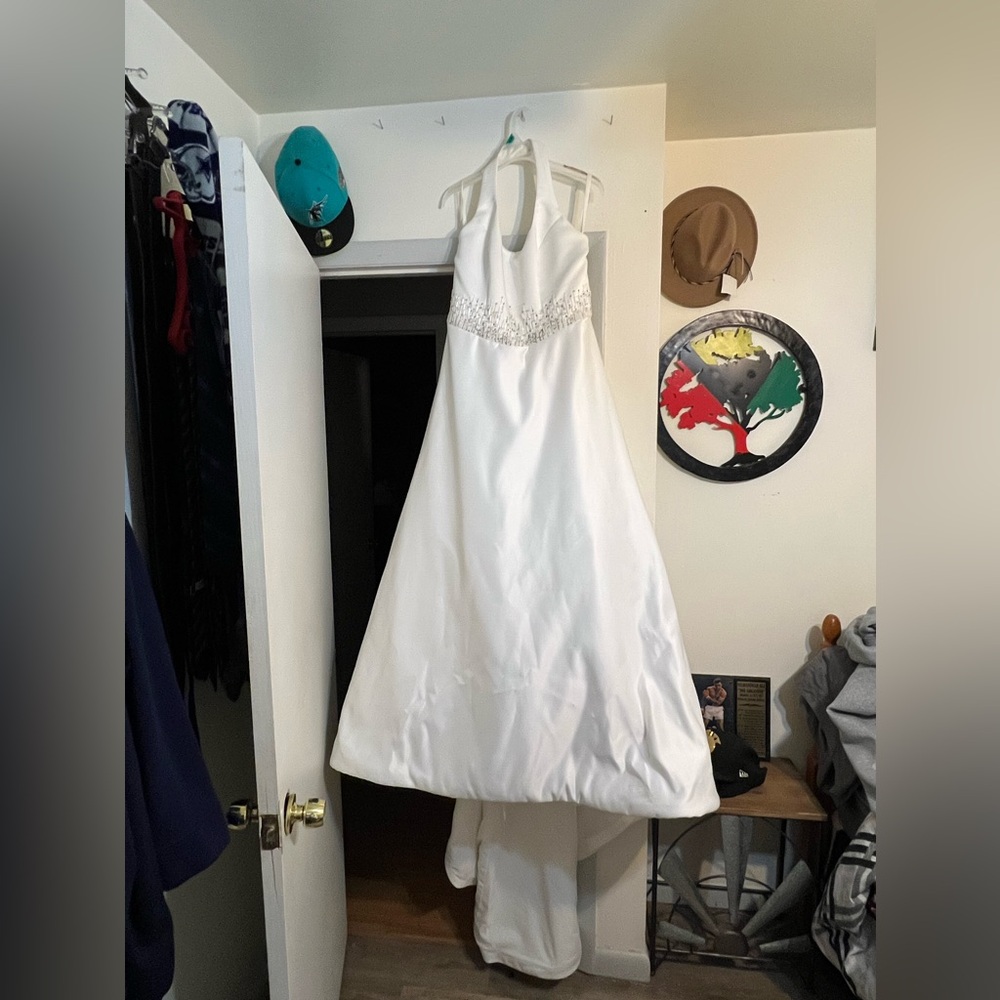 Wedding Dress - Cream w/ Train & Attached Slip